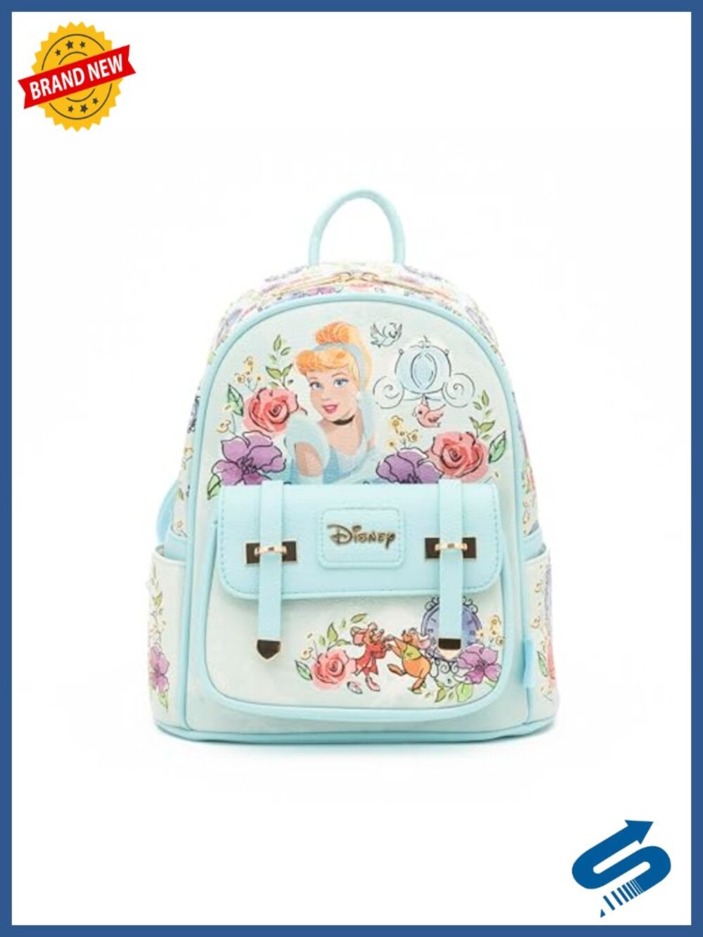 Cinderella 11" Vegan Leather Fashion Mini Backpack with Gold Hardware